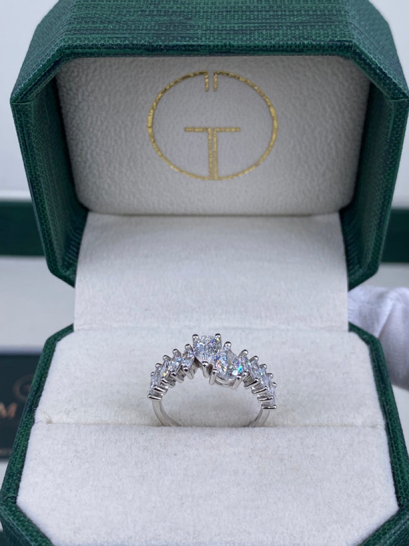 Diamond Half Eternity Ring 1.85 Carat White Gold 14K