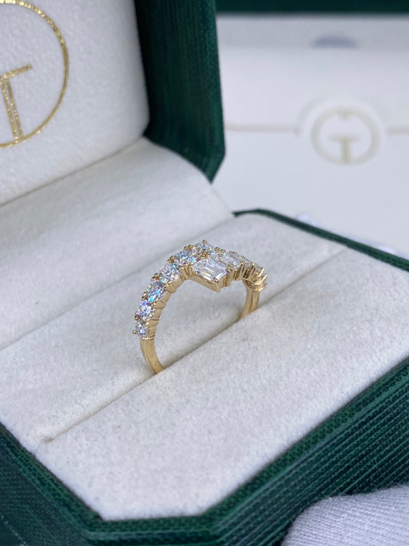 Diamond Wrap Ring 1.63 Carat Yellow Gold 14K