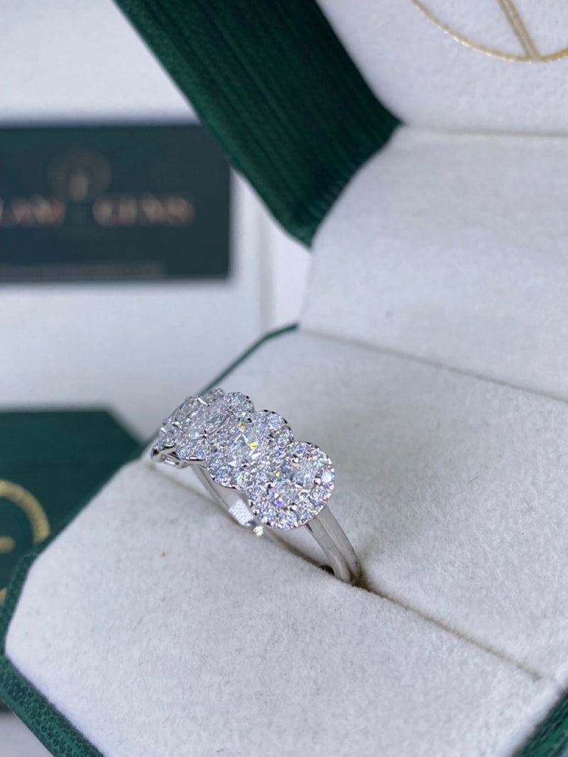 Diamond Half Eternity Ring 1.33 Carat White Gold 14K