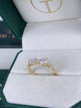 Diamond Two Stone Ring 1.45 Carat Yellow Gold 14K