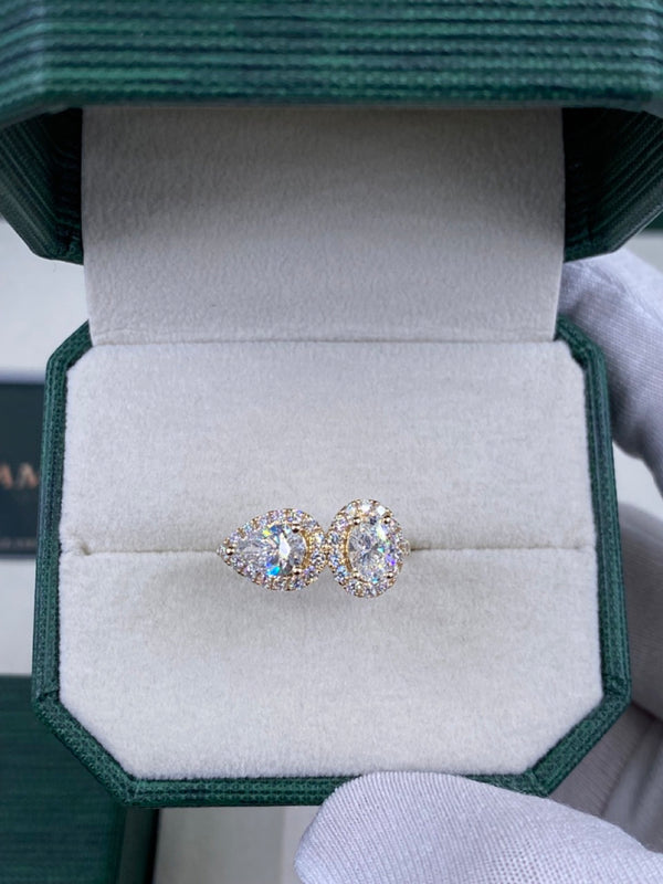 Diamond Halo Ring 1.76 Carat White Gold 14K