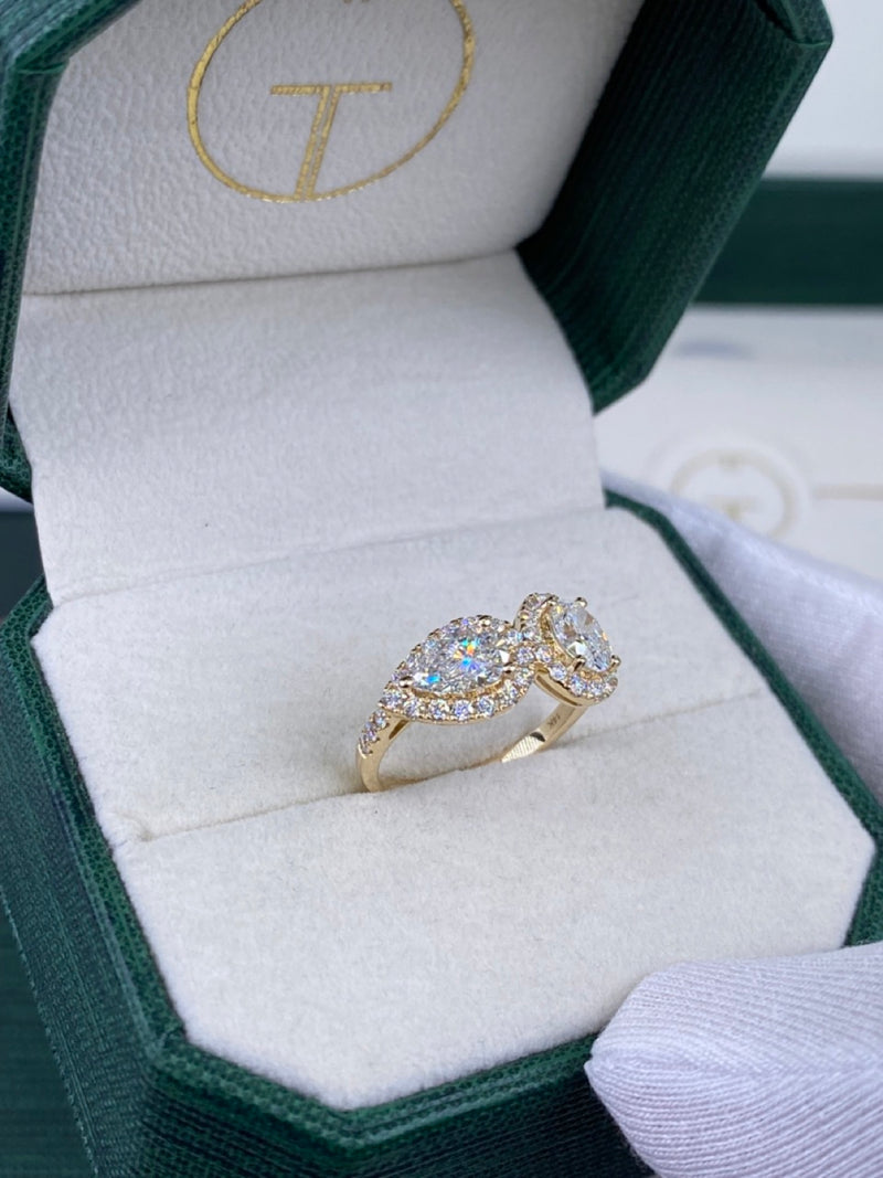 Diamond Halo Ring 1.76 Carat White Gold 14K