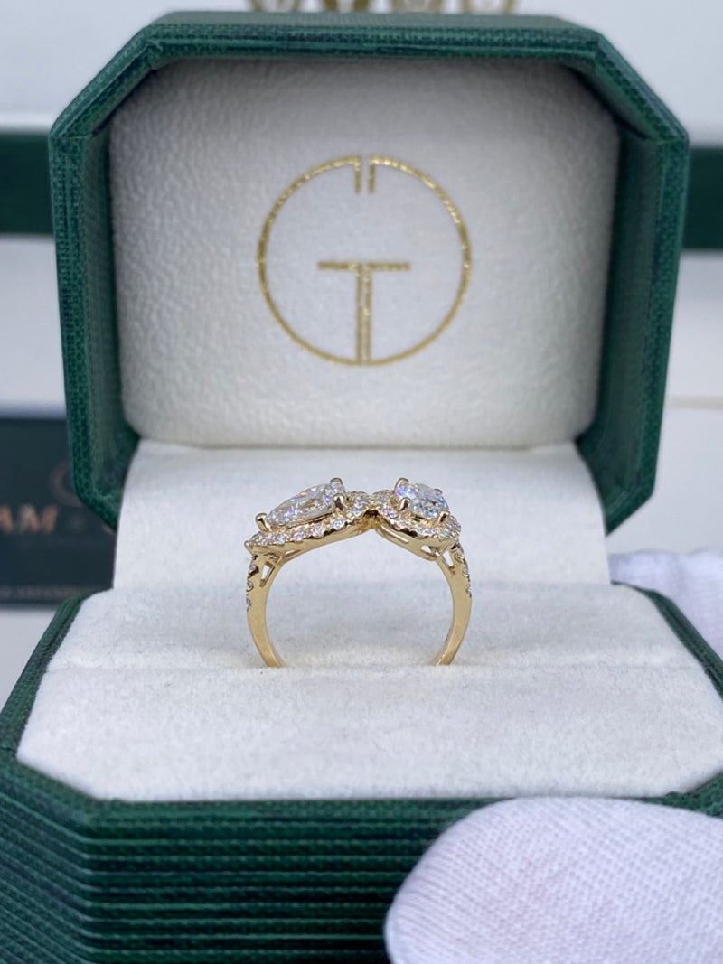 Diamond Halo Ring 1.76 Carat White Gold 14K