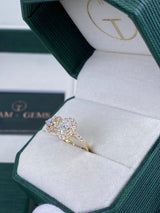 Diamond Halo Ring 1.76 Carat White Gold 14K