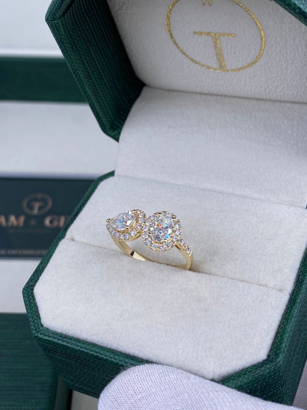 Diamond Halo Ring 1.76 Carat White Gold 14K