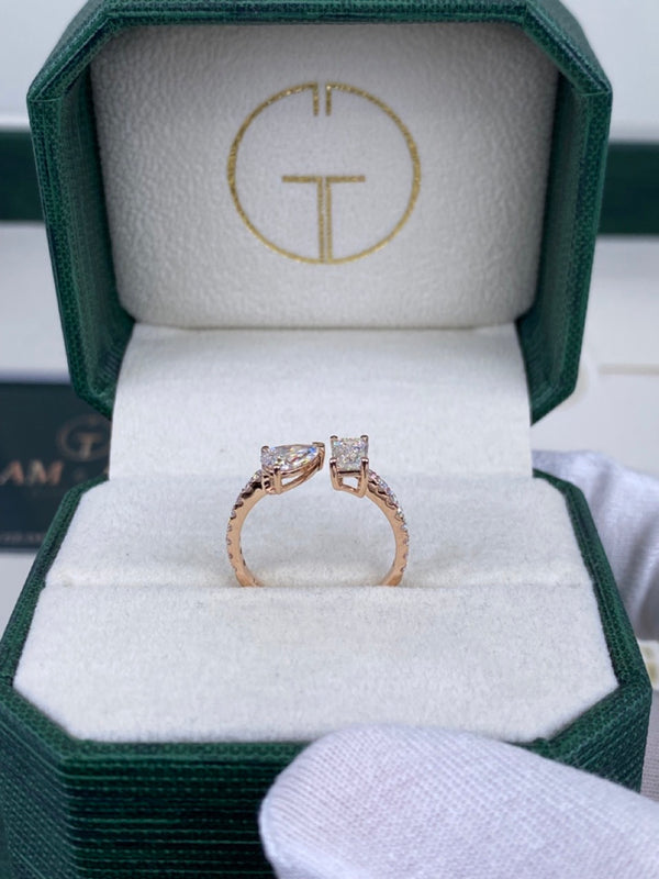 Diamond Open Ring 1.26 Carat Rose Gold 14K