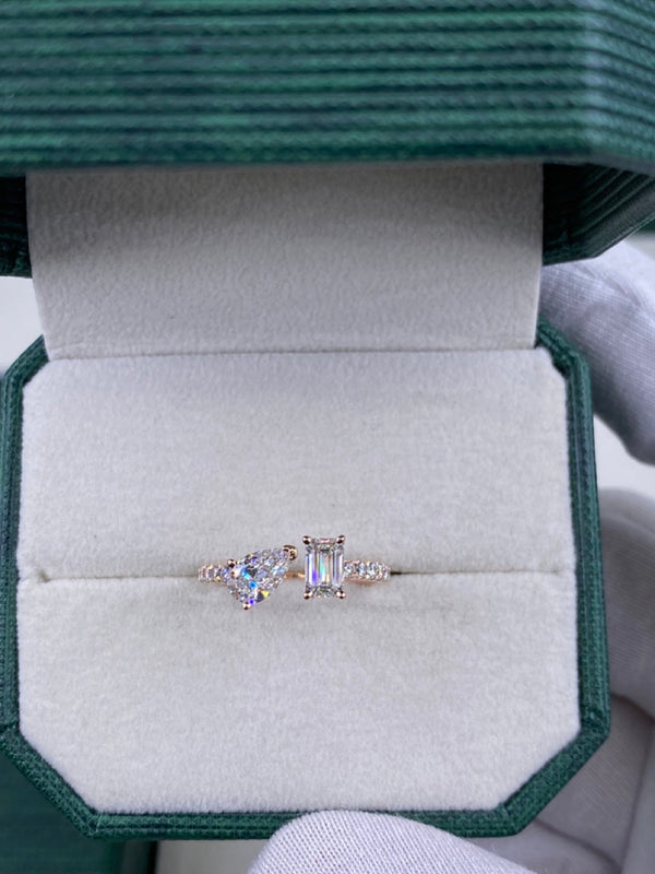 Diamond Open Ring 1.26 Carat Rose Gold 14K