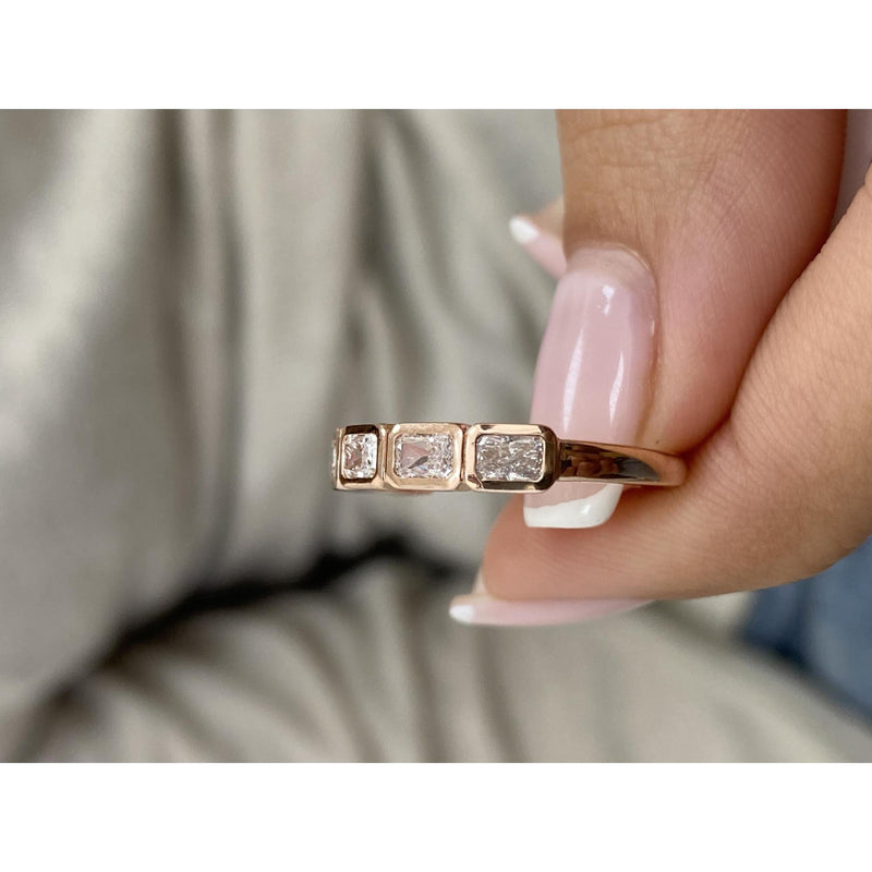 Diamond Half Eternity Ring 0.84 Carat Yellow Gold 14K