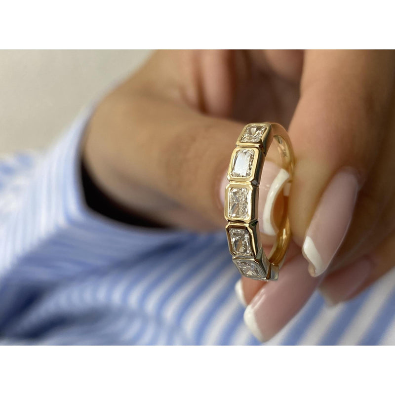 Diamond Half Eternity Ring 0.84 Carat Yellow Gold 14K