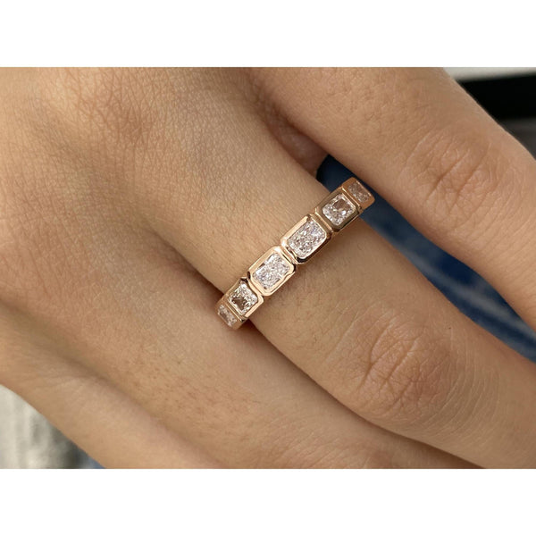 Diamond Half Eternity Ring 0.84 Carat Yellow Gold 14K