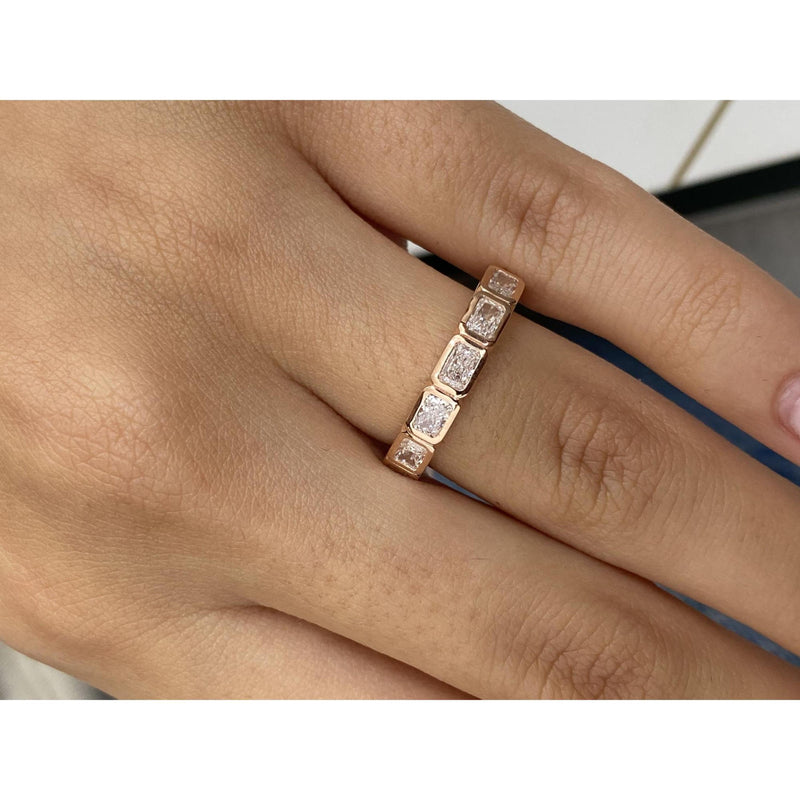 Diamond Half Eternity Ring 0.84 Carat Yellow Gold 14K