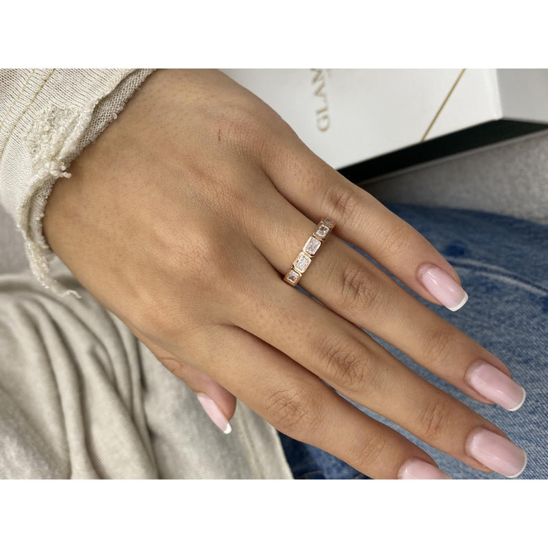 Diamond Half Eternity Ring 0.84 Carat Yellow Gold 14K