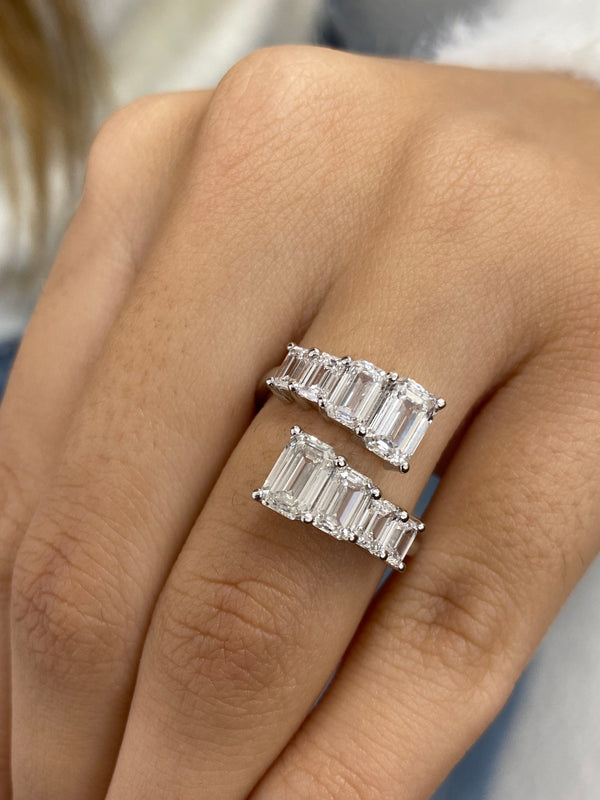 Diamond Wrap Ring 2.94 Carat White Gold 14K