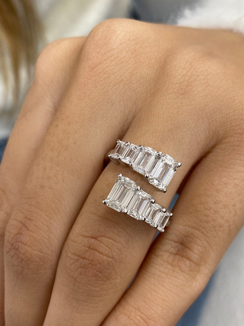 Diamond Wrap Ring 2.94 Carat White Gold 14K