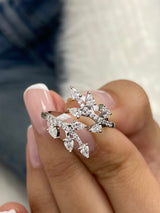 Diamond Wrap Ring 0.65 Carat White Gold 14K