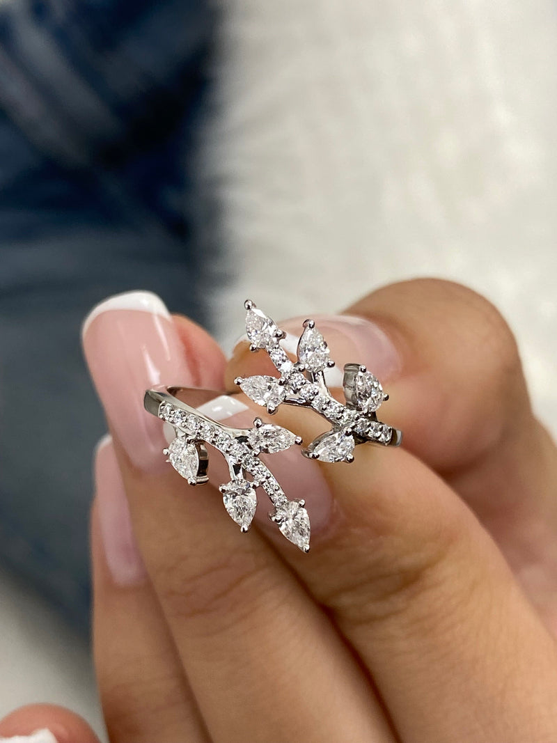 Diamond Wrap Ring 0.65 Carat White Gold 14K