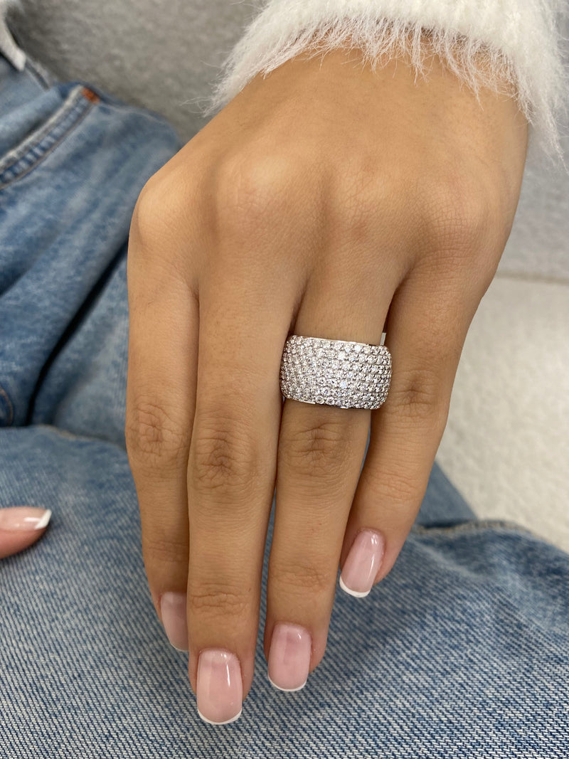 Diamond Dome Ring 1.89 Carat White Gold 14K