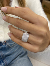 Diamond Dome Ring 1.89 Carat White Gold 14K