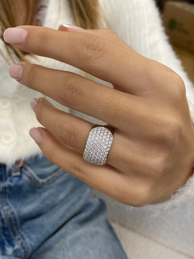 Diamond Dome Ring 1.89 Carat White Gold 14K