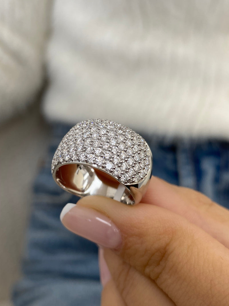 Diamond Dome Ring 1.89 Carat White Gold 14K