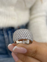 Diamond Dome Ring 1.89 Carat White Gold 14K