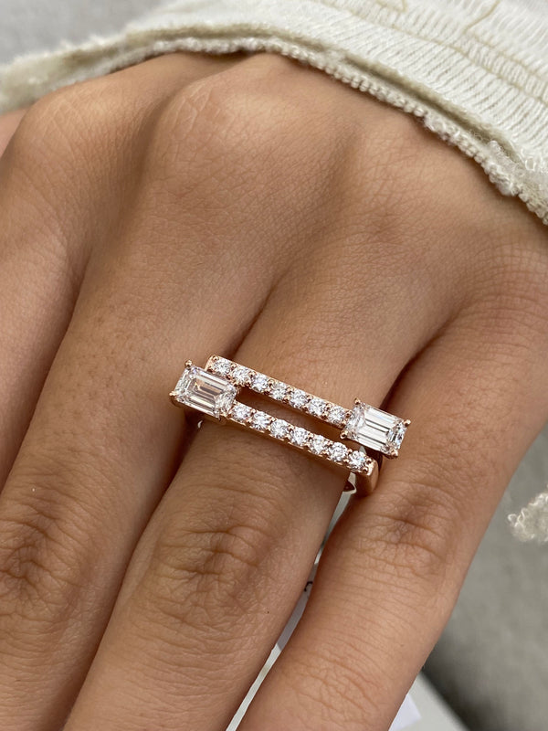 Diamond Statement Ring 1.34 Carat Rose Gold 14K