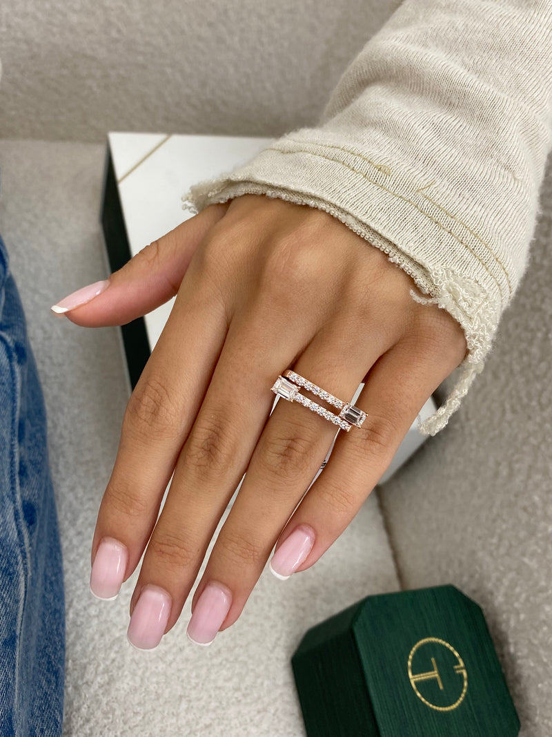 Diamond Statement Ring 1.34 Carat Rose Gold 14K