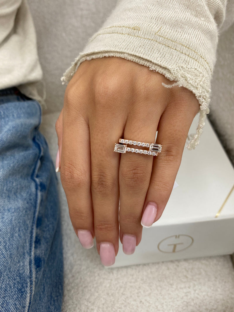 Diamond Statement Ring 1.34 Carat Rose Gold 14K