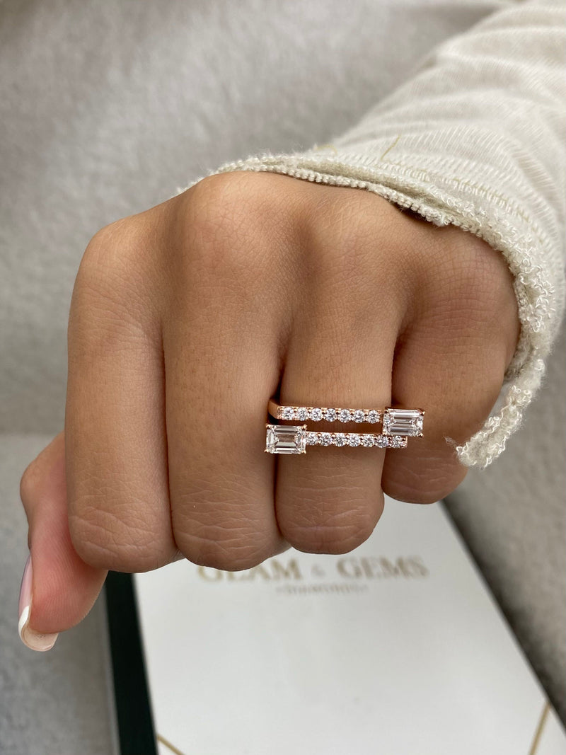 Diamond Statement Ring 1.34 Carat Rose Gold 14K