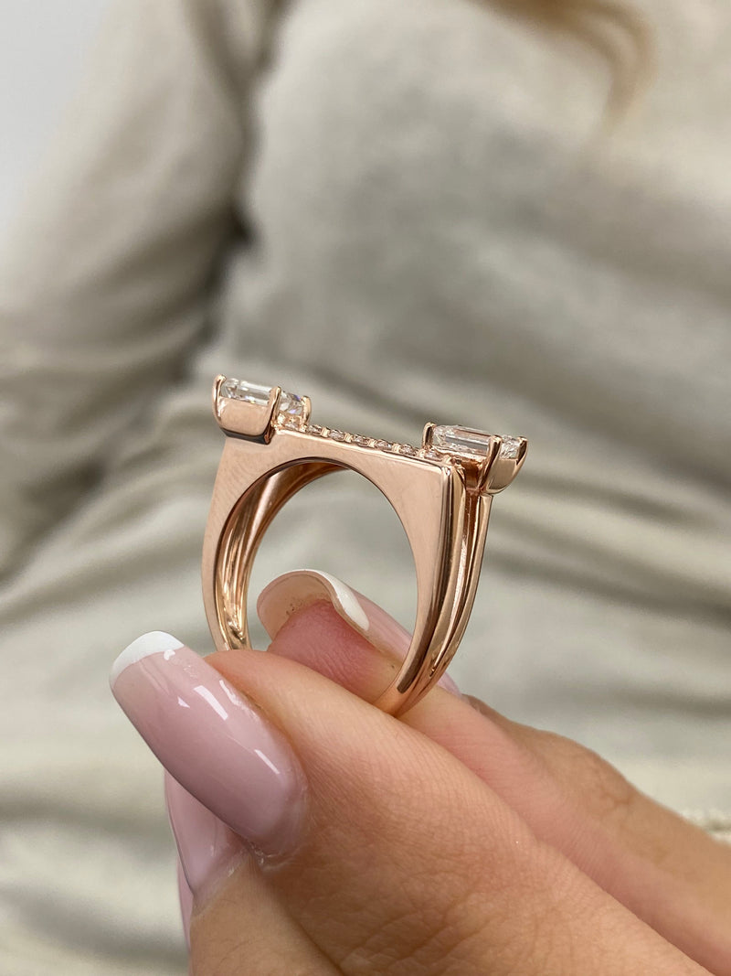 Diamond Statement Ring 1.34 Carat Rose Gold 14K