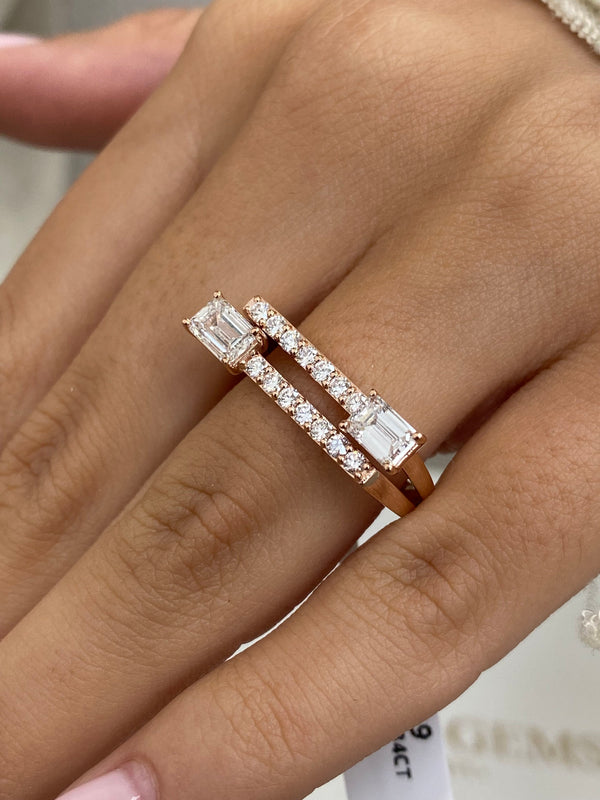 Diamond Statement Ring 1.34 Carat Rose Gold 14K