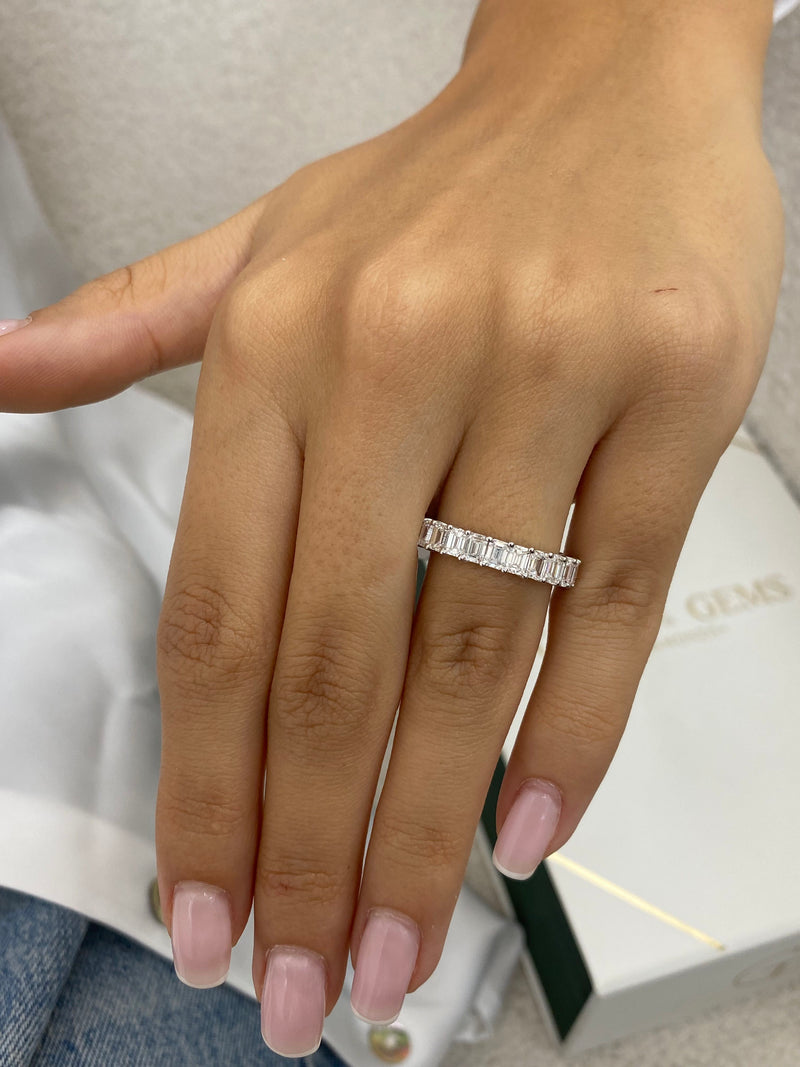 Diamond Eternity Ring 3.74 Carat White Gold 14K