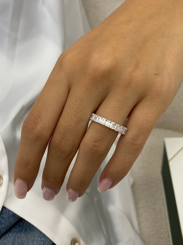 Diamond Eternity Ring 3.74 Carat White Gold 14K