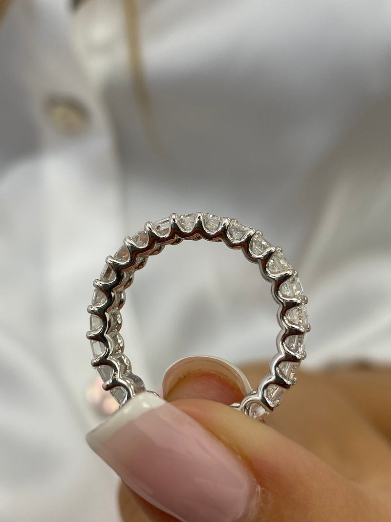 Diamond Eternity Ring 3.74 Carat White Gold 14K
