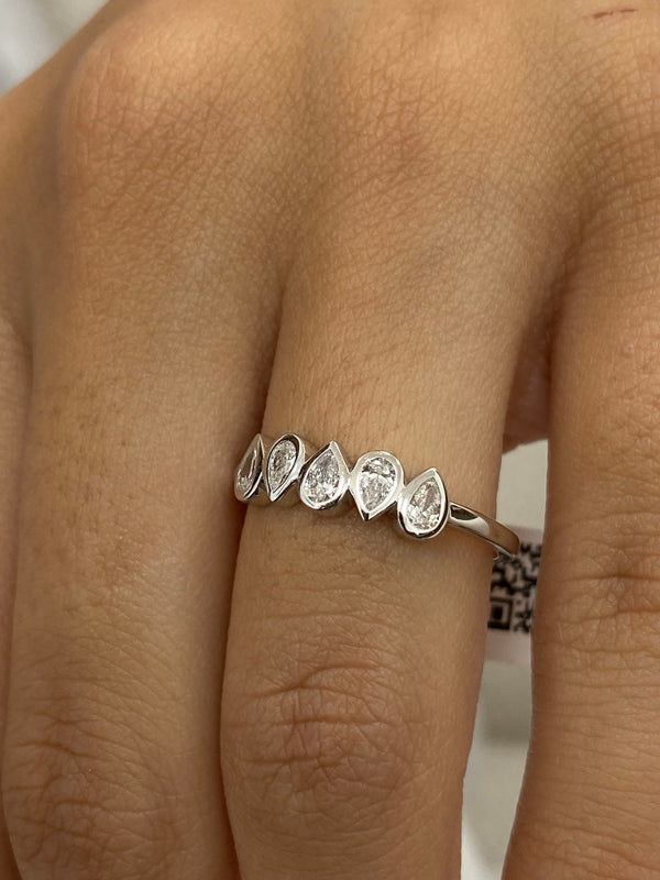 Diamond 5 Stone Ring 0.35 Carat White Gold 14K