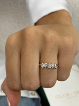 Diamond 5 Stone Ring 0.35 Carat White Gold 14K