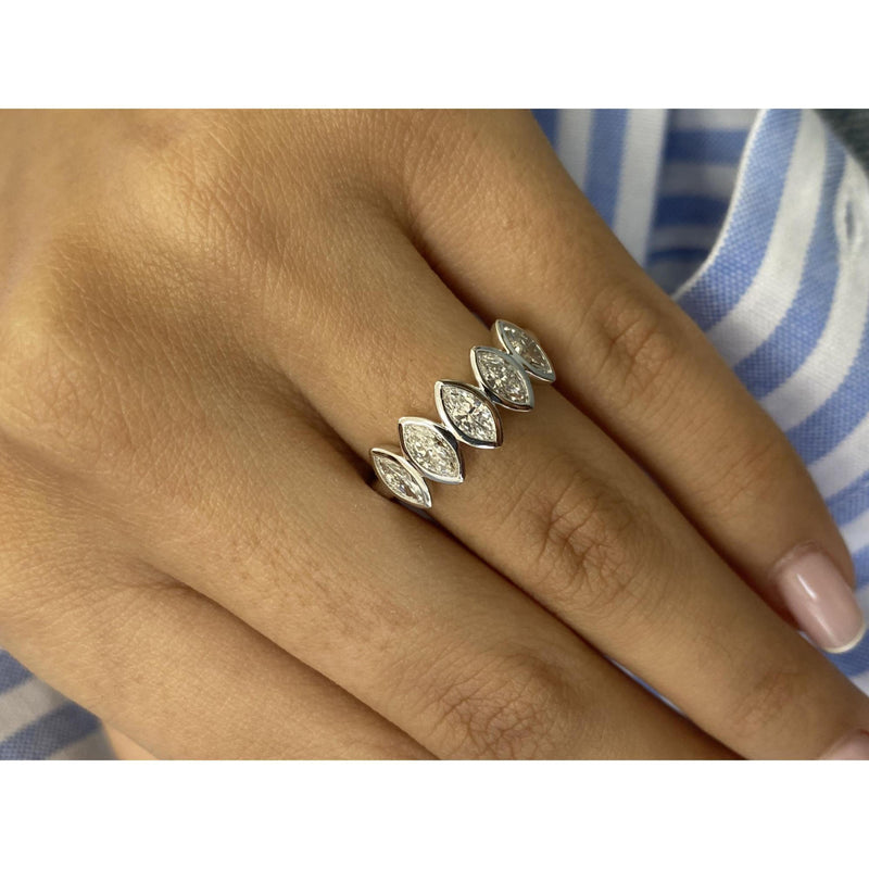 Diamond 5 Stone Ring 1.07 Carat White Gold 14K