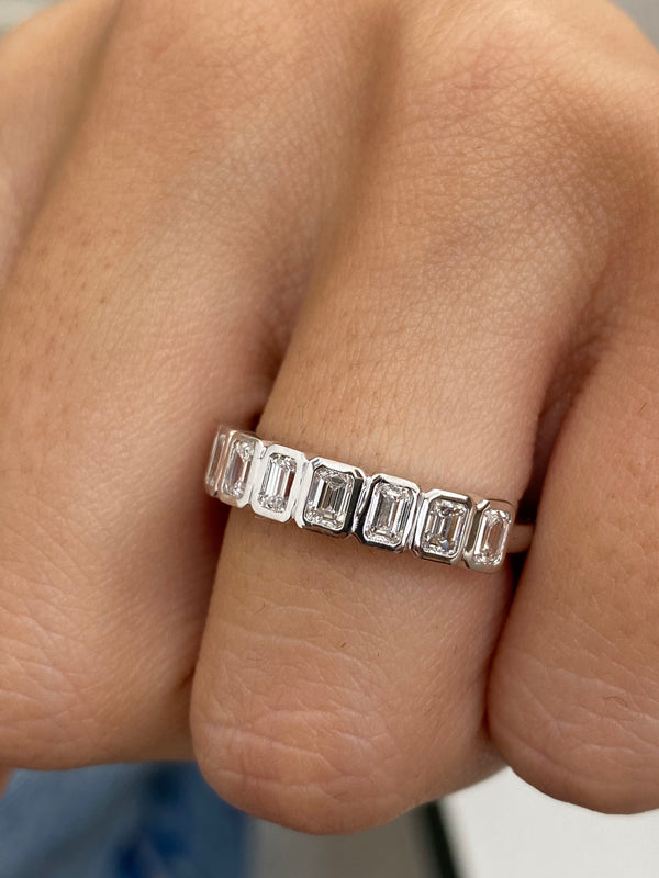 Diamond Half Eternity Ring 0.84 Carat White Gold 14K