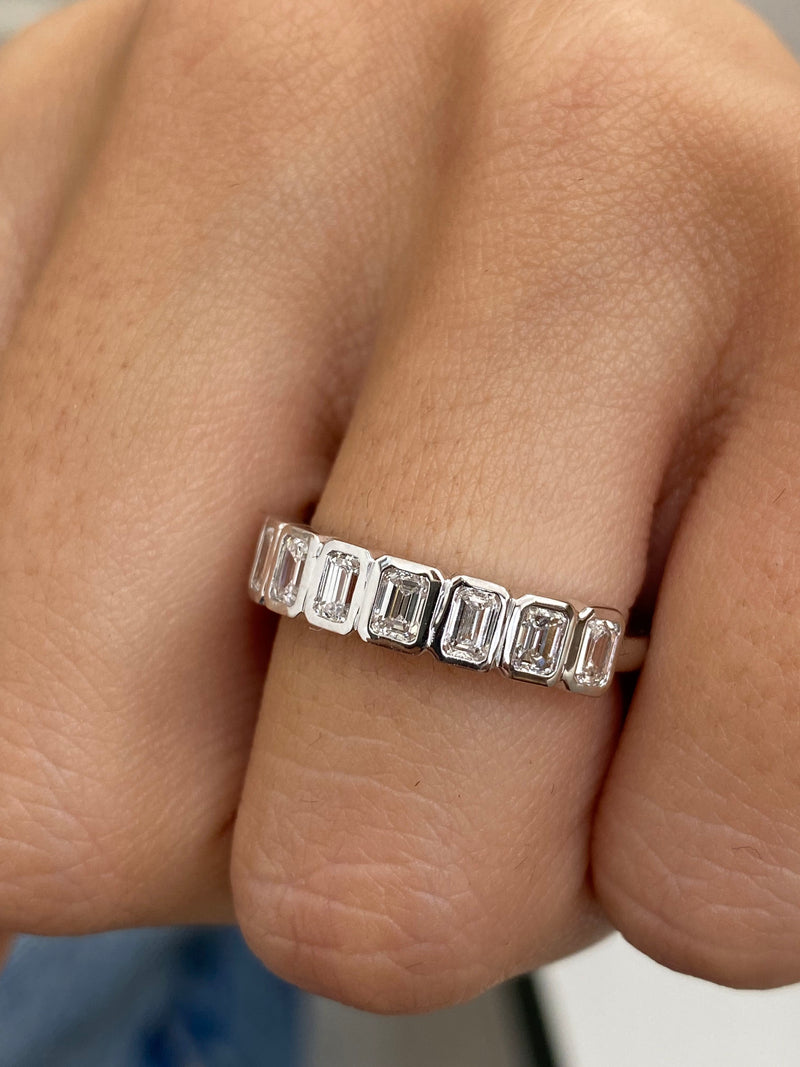 Diamond Half Eternity Ring 0.84 Carat White Gold 14K