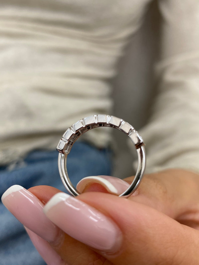 Diamond Half Eternity Ring 0.84 Carat White Gold 14K