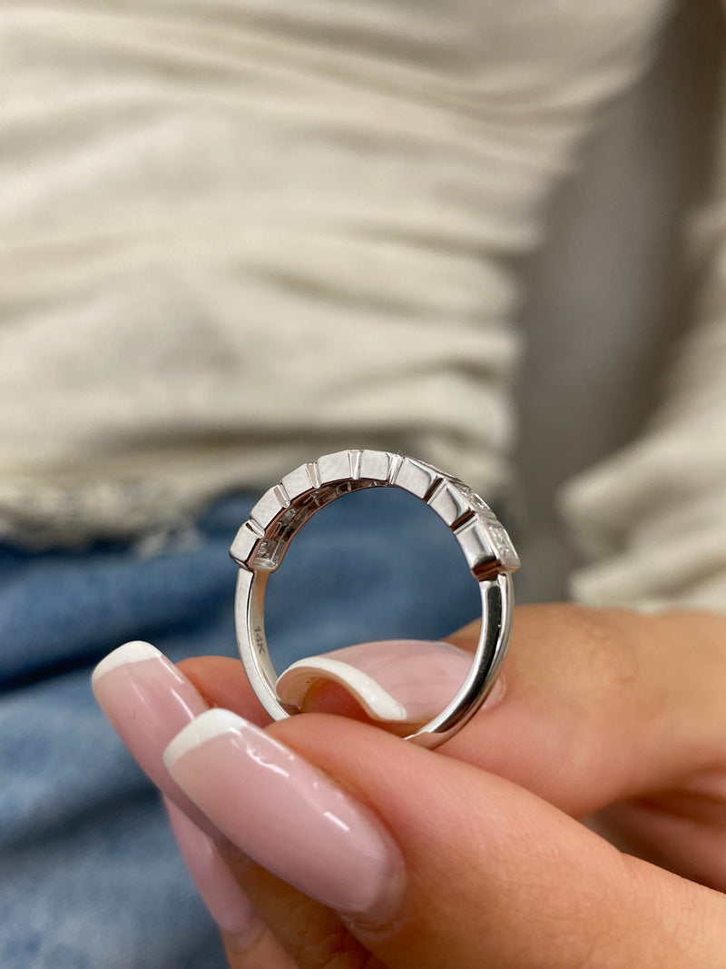 Diamond Half Eternity Ring 0.84 Carat White Gold 14K