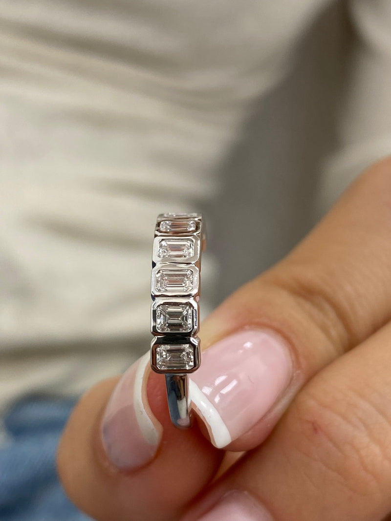 Diamond Half Eternity Ring 0.84 Carat White Gold 14K