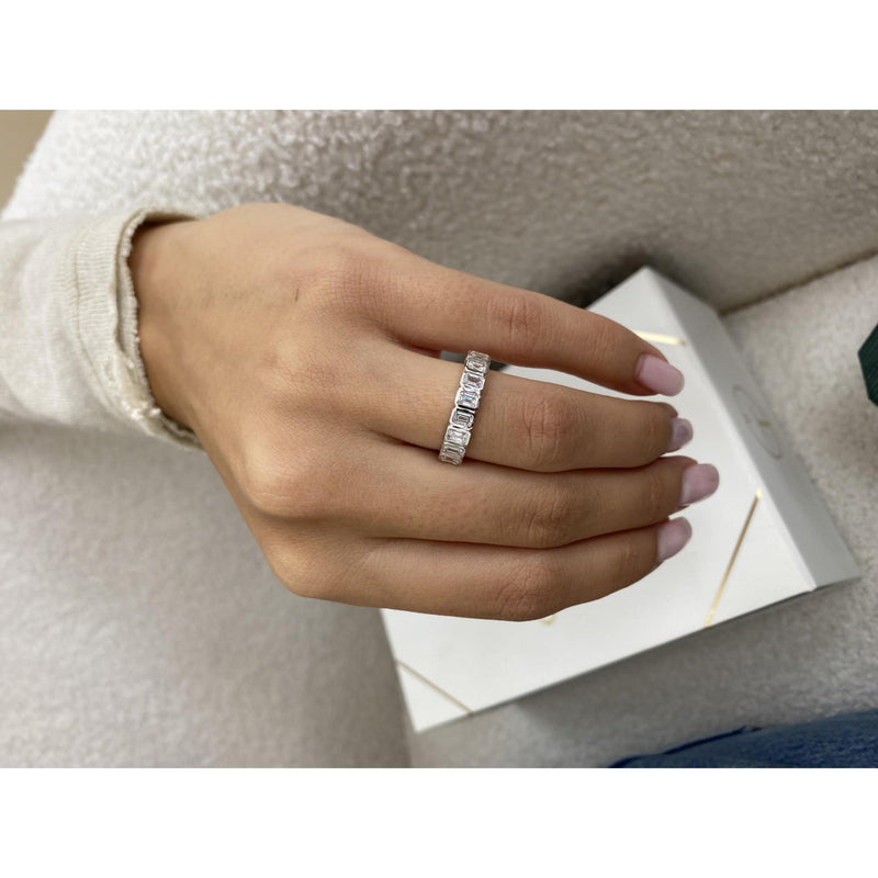 Diamond Half Eternity Ring 0.84 Carat White Gold 14K