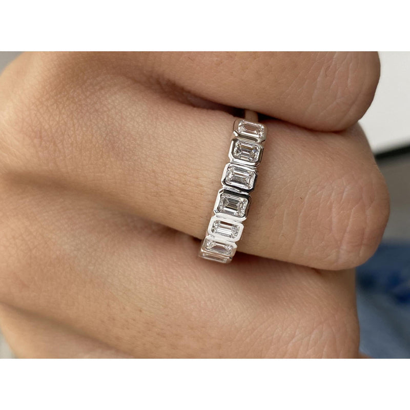 Diamond Half Eternity Ring 0.84 Carat White Gold 14K