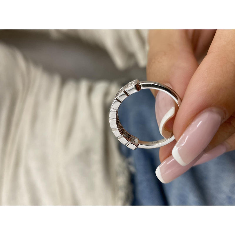 Diamond Half Eternity Ring 0.84 Carat White Gold 14K