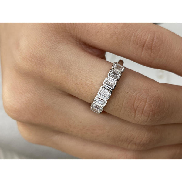 Diamond Half Eternity Ring 0.84 Carat White Gold 14K