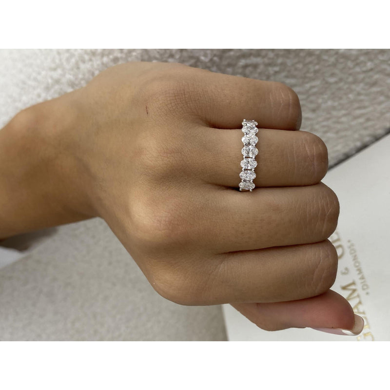 Diamond 7 Stone Ring 1.07 Carat White Gold 14K