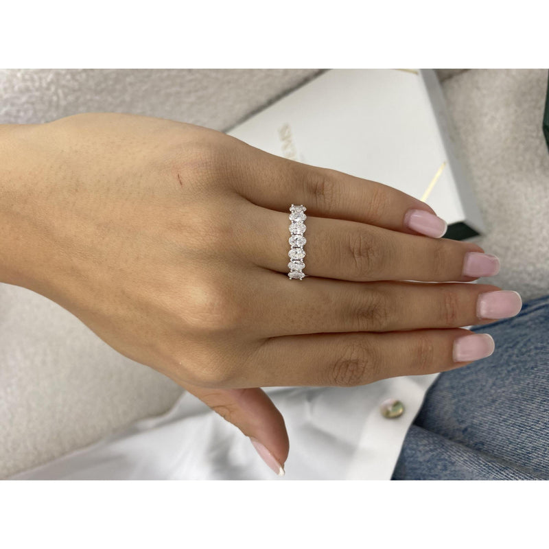 Diamond 7 Stone Ring 1.07 Carat White Gold 14K