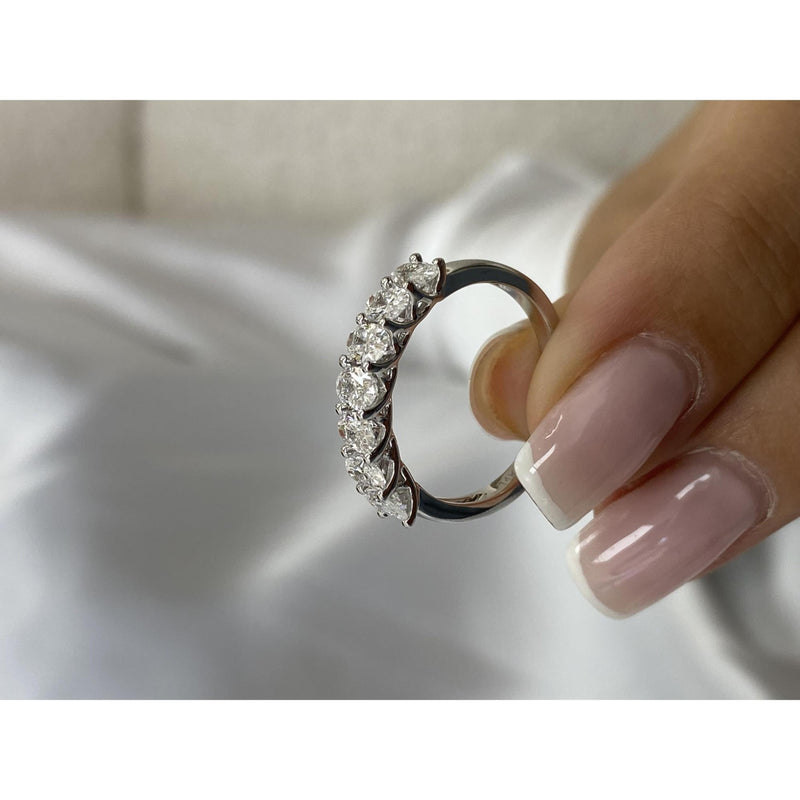 Diamond 7 Stone Ring 1.07 Carat White Gold 14K