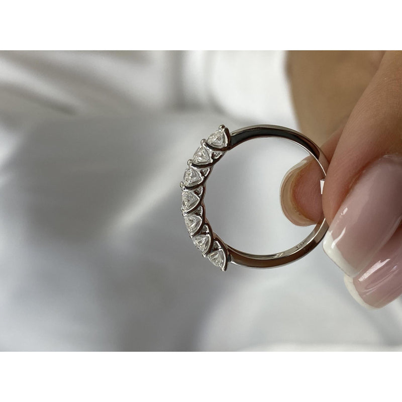 Diamond 7 Stone Ring 1.07 Carat White Gold 14K